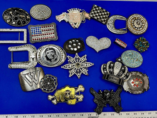 21 Bulk Lot Junk Drawer Grab Bag of REPAIR Belt Buckle - Missing Rhinestone's