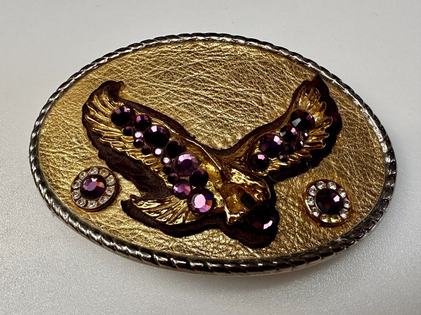 American Eagle Purple Crystal Studded Patriotic Belt Buckle by Michelle Monroe