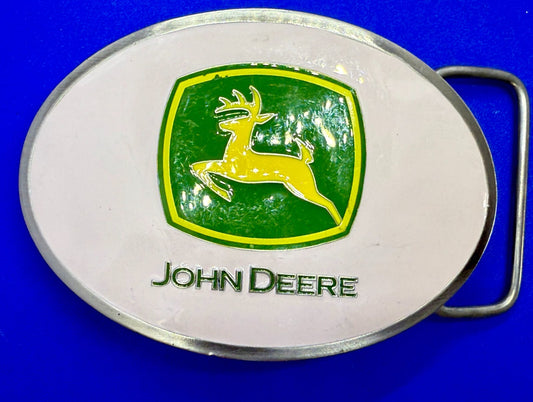 Vintage John Deere Pink Girlie Jumping Deer Logo Farm Tractors Belt Buckle