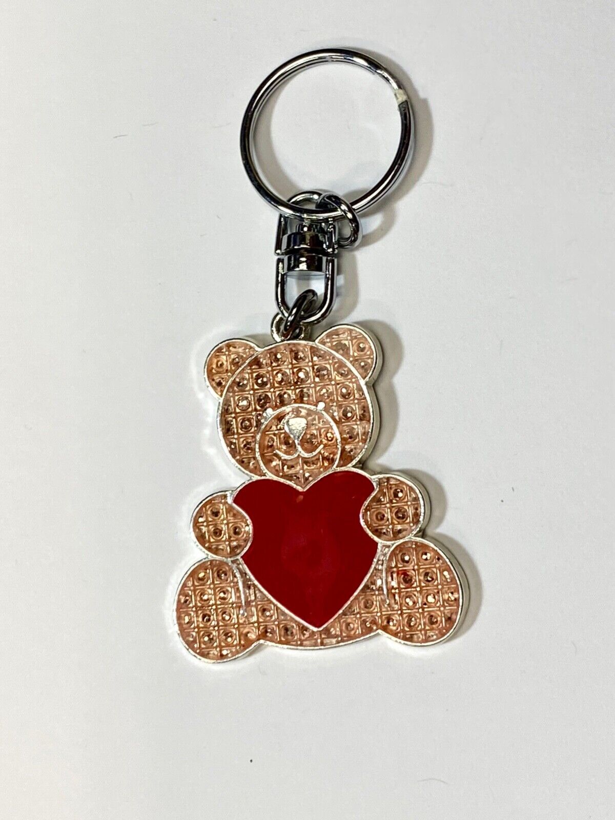 Adorable Teddy Bear holding Red Heart - Love Keychain - Key Ring Chain