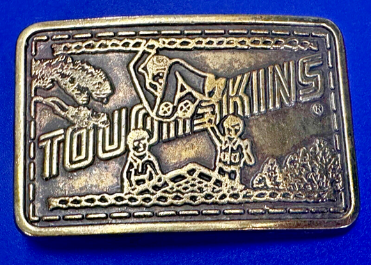 TOUGHSKINS JEANS Company Advertisement Brass Tone Vintage Belt Buckle