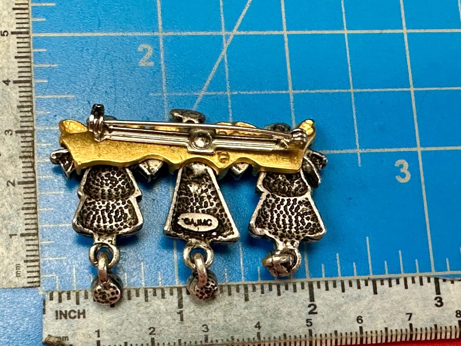 Three Angles - Live Love Laugh , Vintage Christmas Holliday Brooch by AJMC