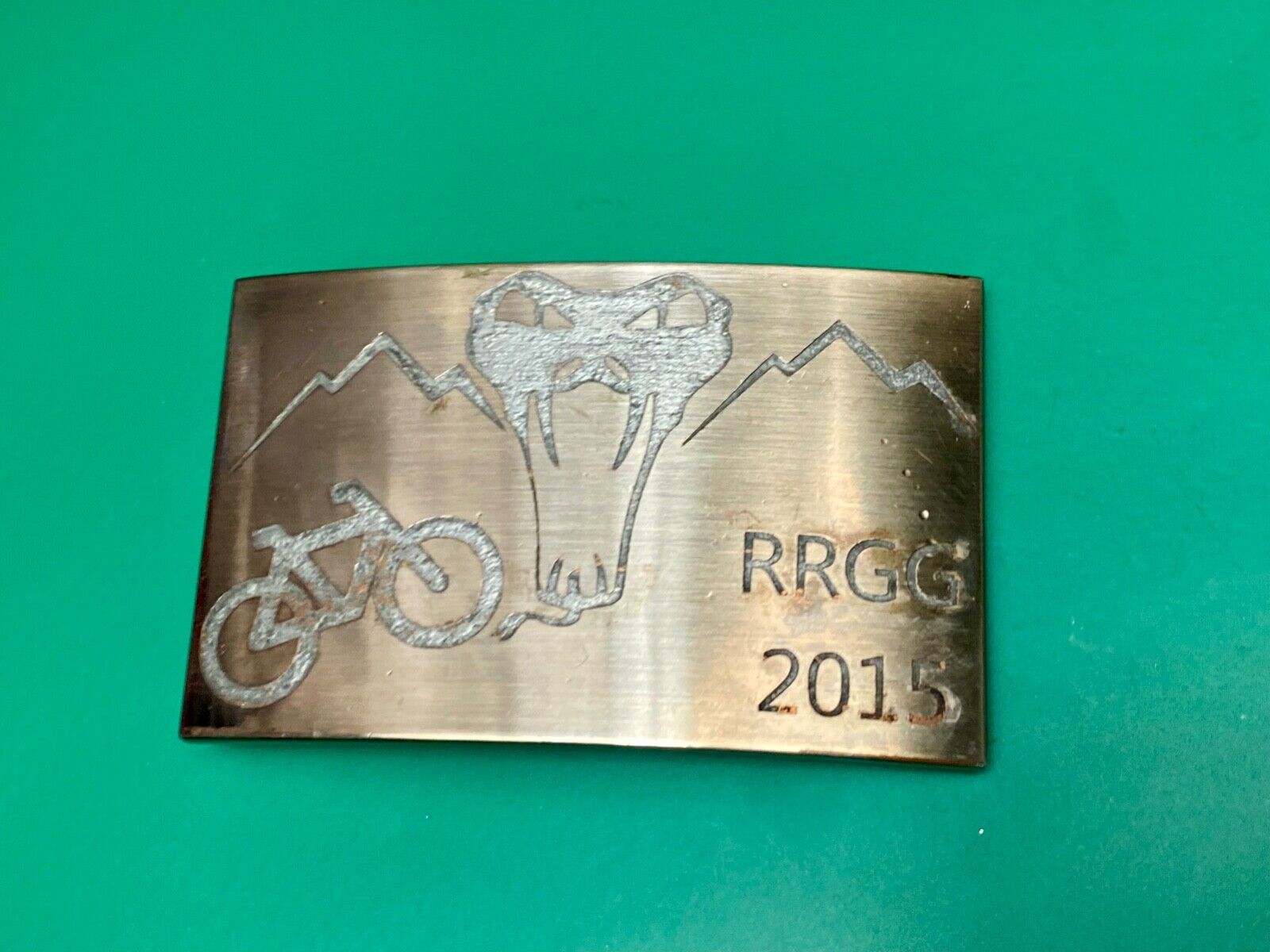 Used 2015 RRGG Mountain Bike Belt Buckle Viper Logo Event Trail Ride Race BMX