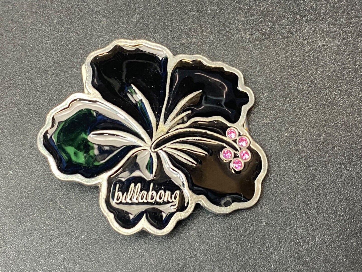 Billabong Belt Buckle Black & Silver Jeweled Flower - Australian Surf Company
