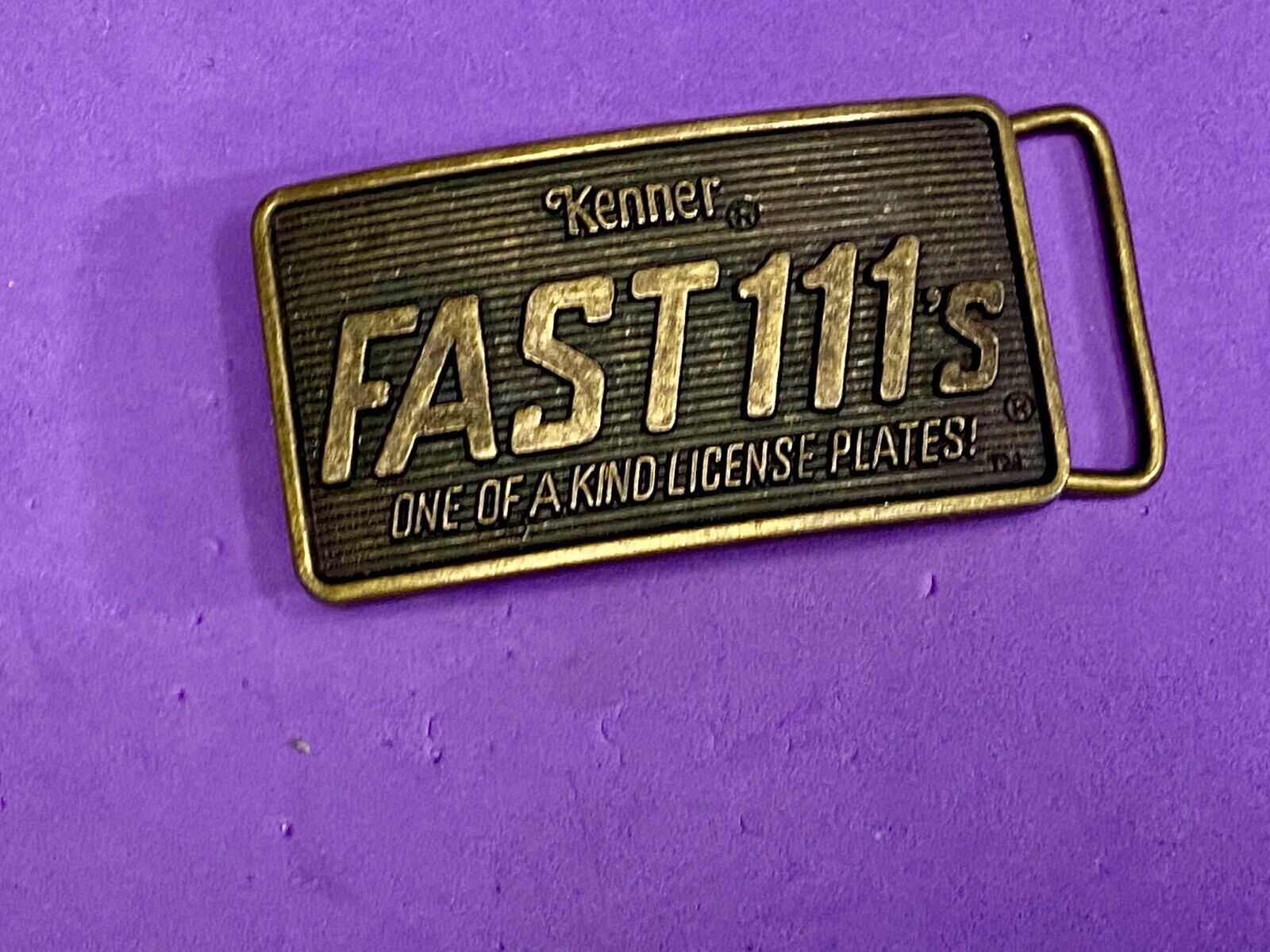 1982 Kenner Fast 111'S Company Advertisement Belt Buckle  License Plates 