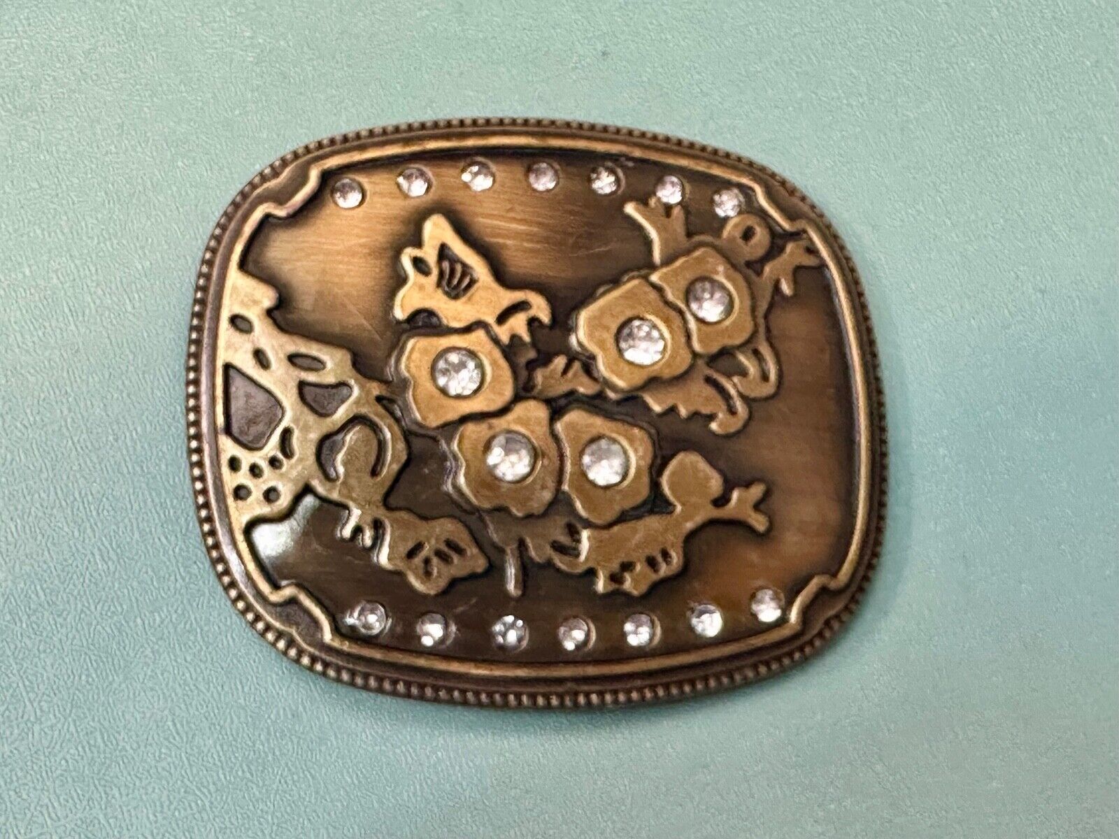 Abstract World MAP globe theme rhinestone accented belt buckle