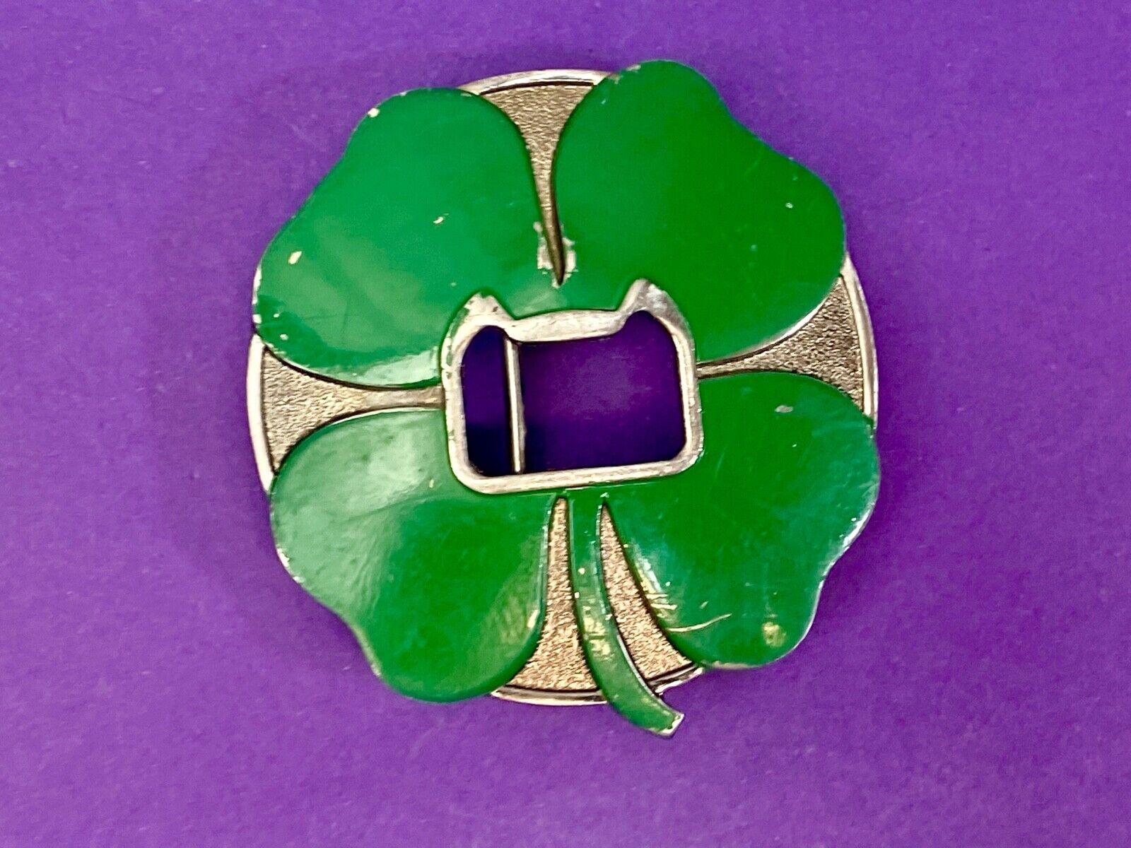 **FOUR LEAF CLOVER W/ BOTTLE OPENER** FUNNY BELT BUCKLE by KALAN