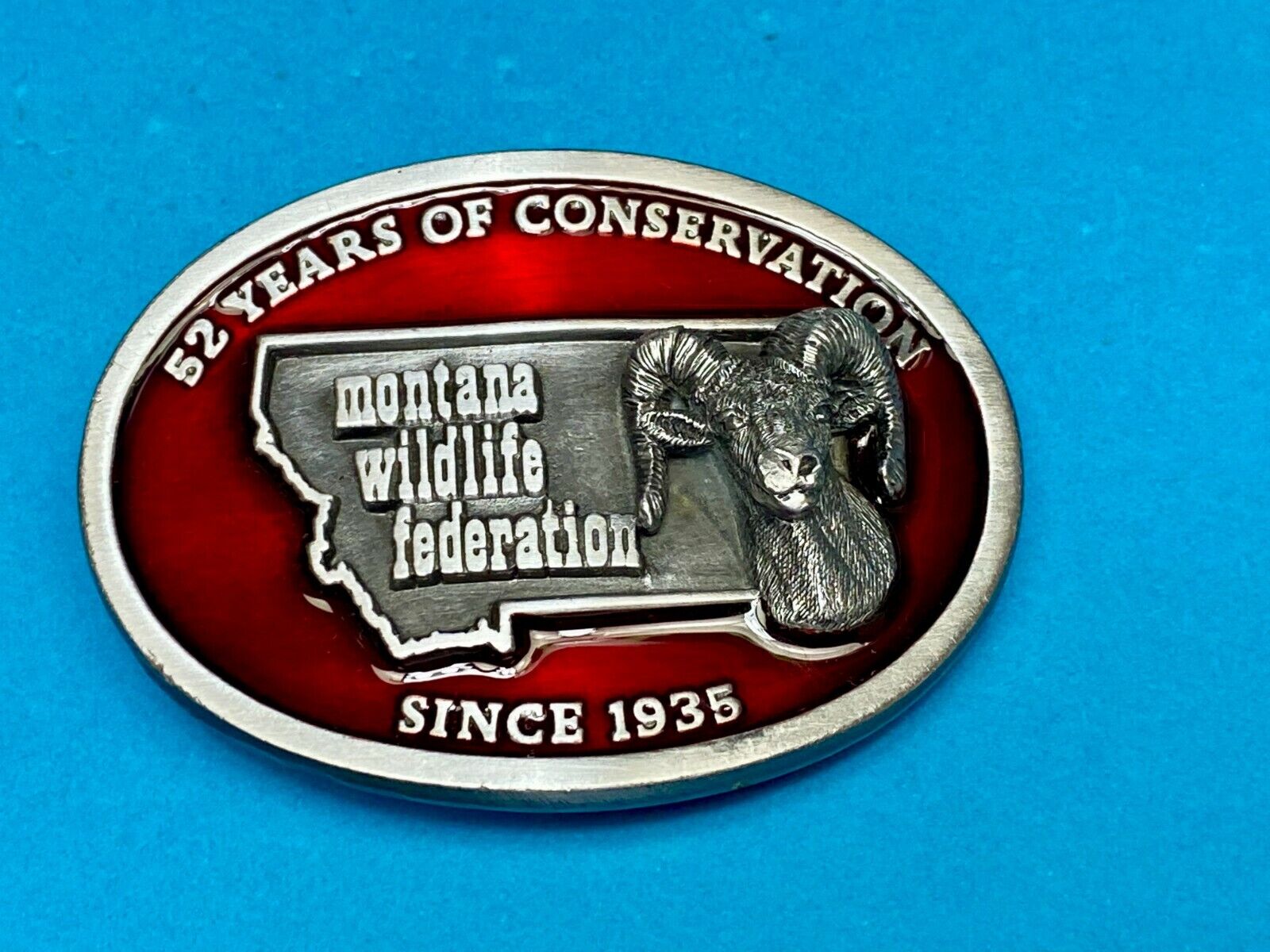 52 Years Of Conservation - State Of Montana Wildlife Federation Belt Buckle