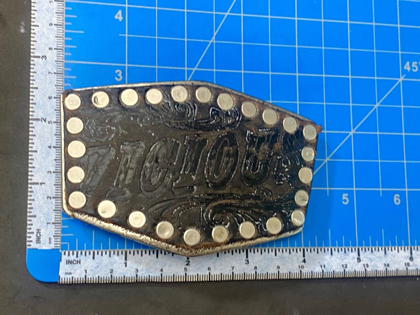 VICIOUS - statement  -Sid Studded brown faux? Leather belt buckle
