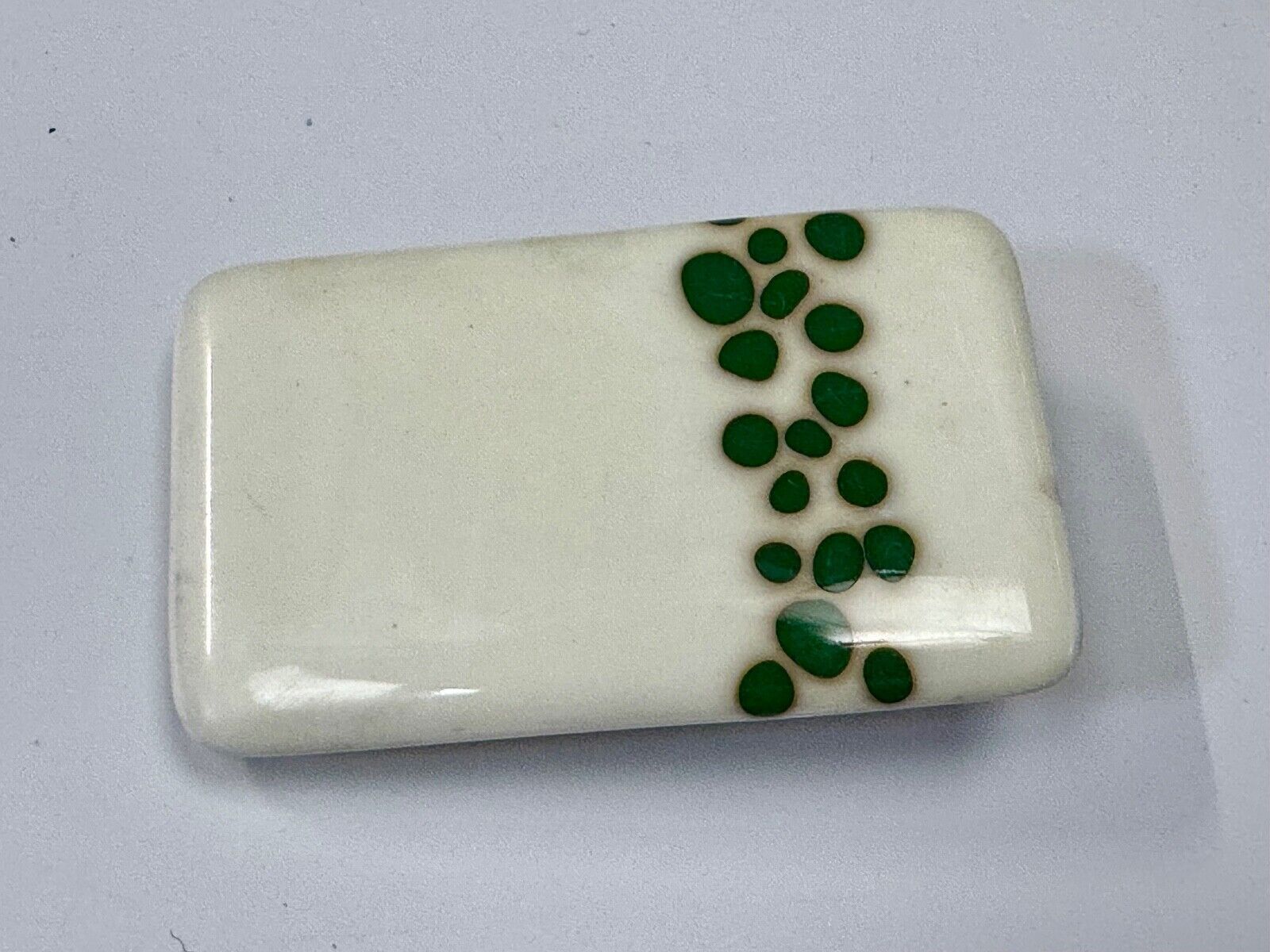 Artisan painting glossy porcelain? rectangular white & green color belt buckle