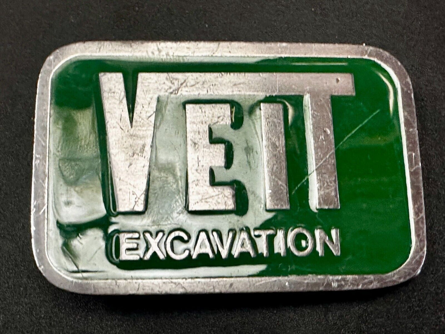 Veit Excavation Demolition Services Company Advertisement CD Hit Belt Buckle