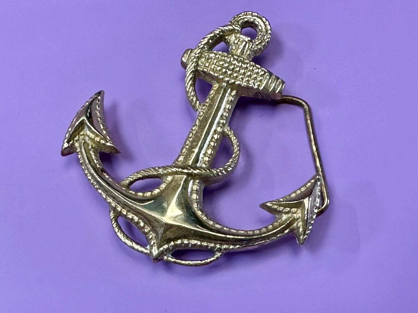 Anchor and Rope Maritime nautical large 4" wide figural Belt Buckle stamped 189