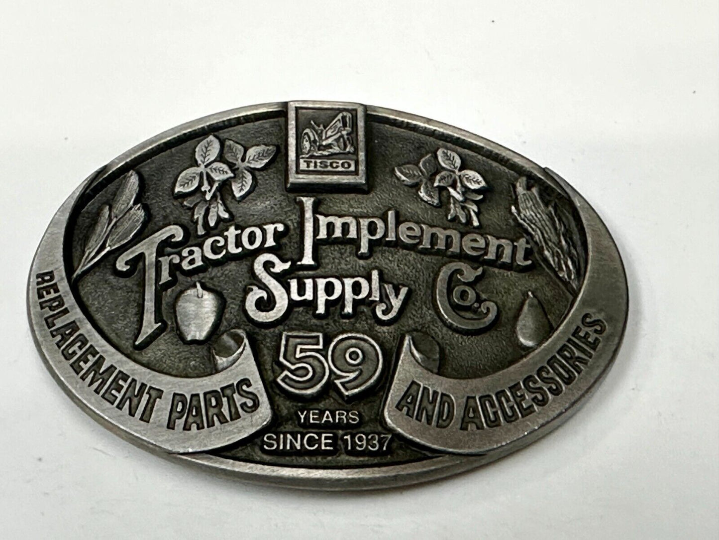 59 Years TISCO Tractor Implement Supply company Belt Buckle by Speccast