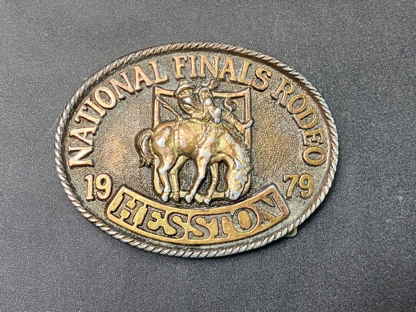 1979 Hesston Fifth edition Nation Finals Rodeo NFR Cowboy belt buckle