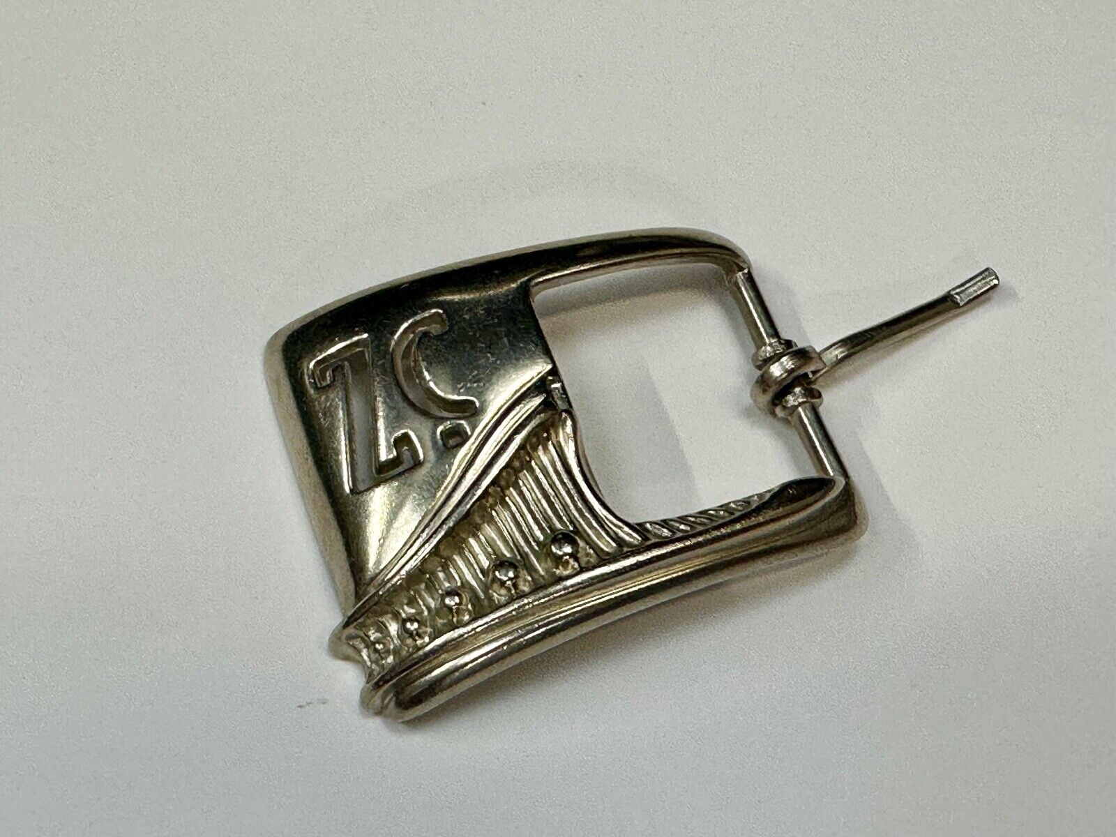 Vintage Letters Initials SZ silver tone cutout belt buckle