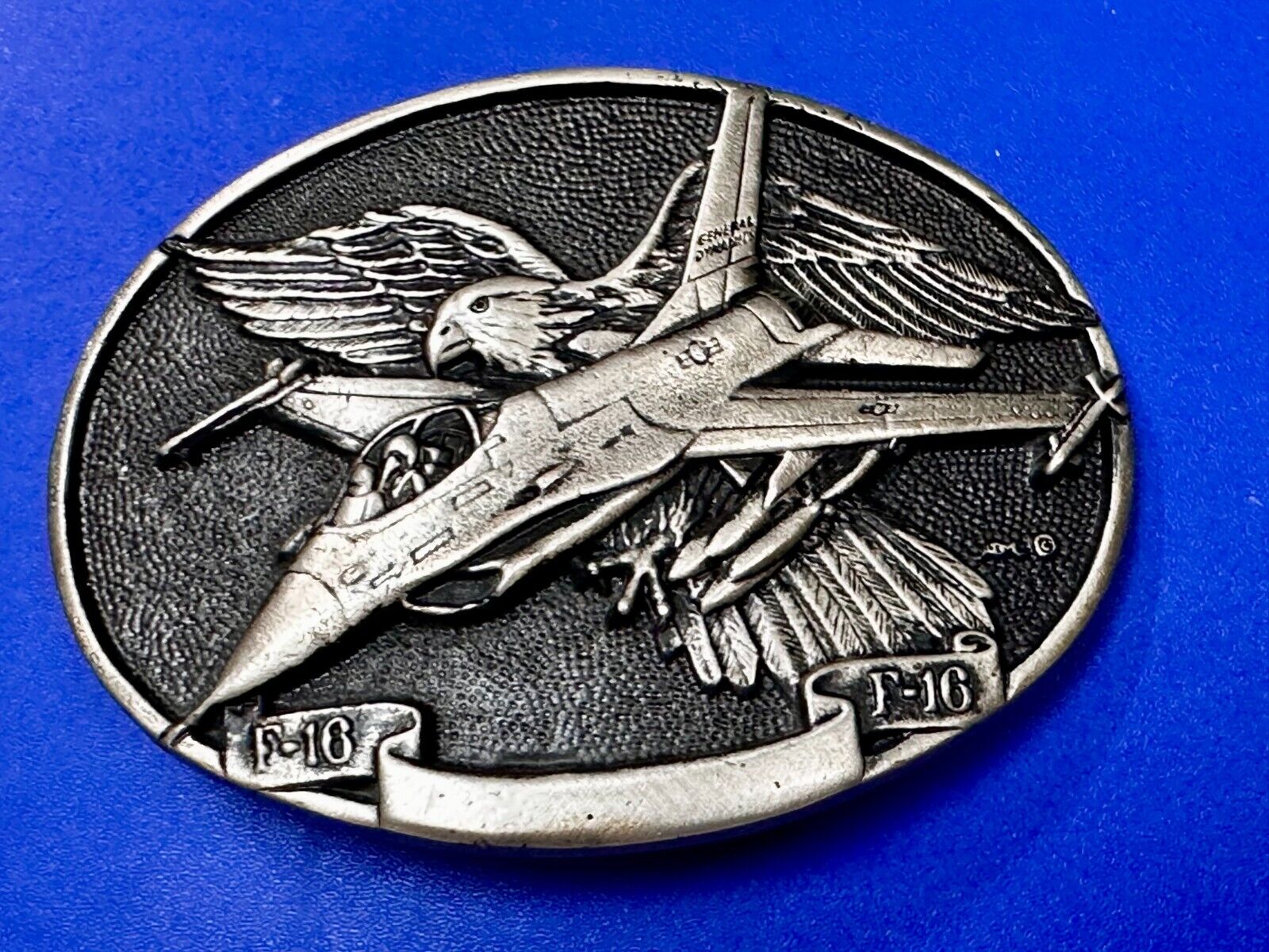 USAF F-16 Fighting Falcon Fighter Jet Airplane War Belt Buckle by Rey Okims