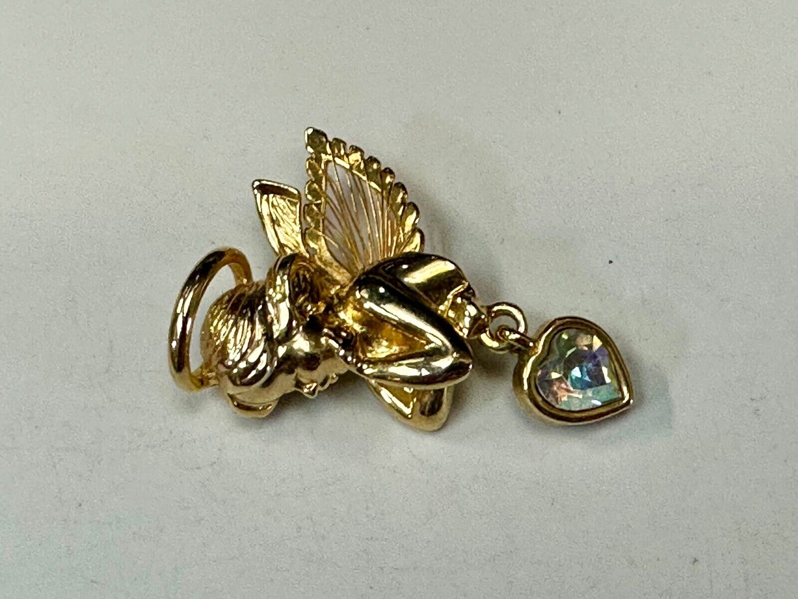 Angle with wings and Heart dangle beautiful AAI vintage brooch pin