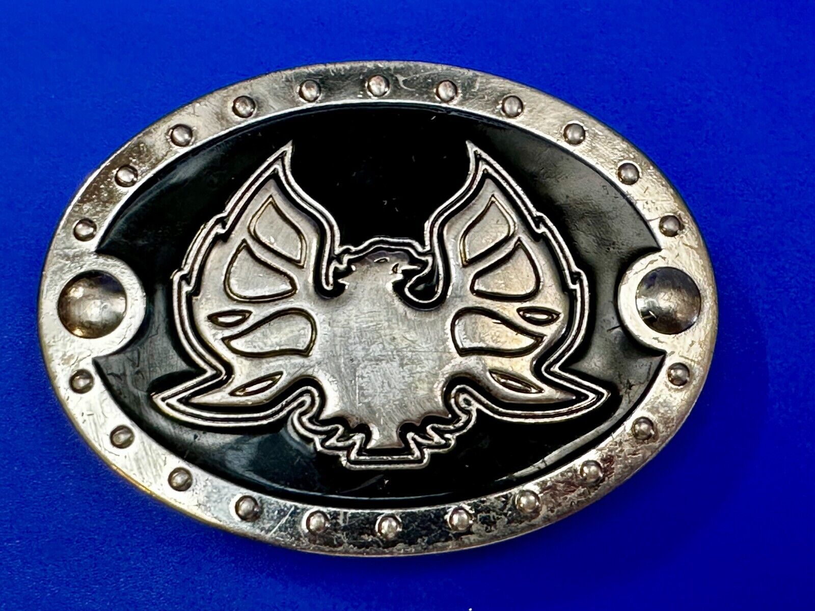 American Pride Flying Patriotic Bald Eagle Studded Oval Belt Buckle