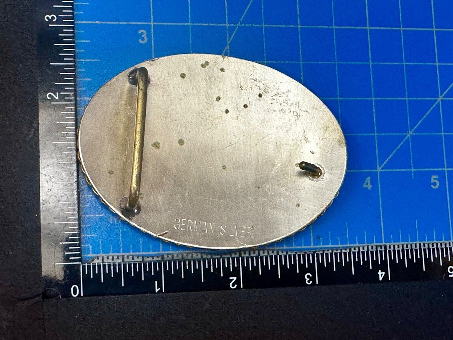 Vintage German Silver  Cowboy Saddle Bronc western belt buckle W/ Award Ribbon