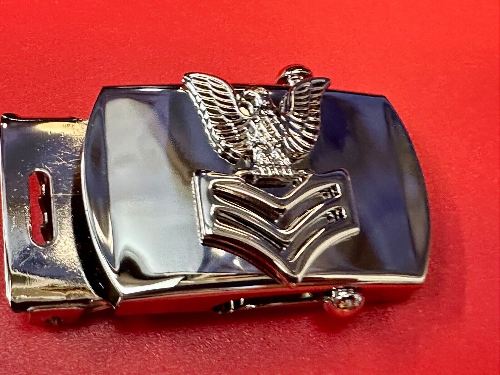 US Navy Petty Officer 1st Class Silver Brass Vanguard Belt Buckle  USN Military