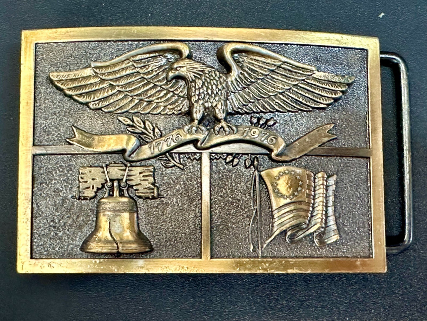 American Heritage Symbol Bicentennial Eagle Bell State Flag Belt Buckle