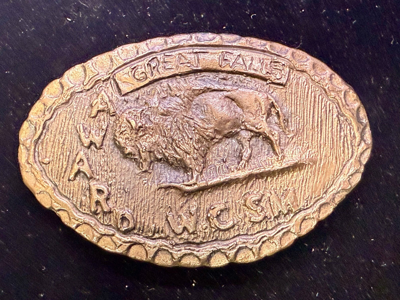 American Buffalo Bison Great Falls Award WCSM Brass Tone Hunters Belt Buckle