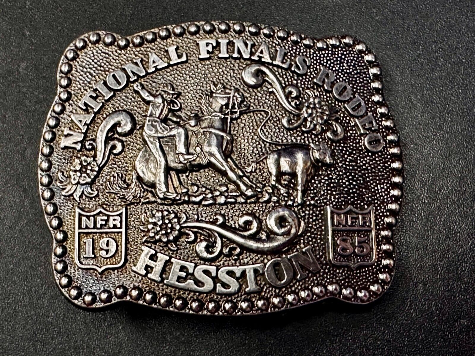 1985 Hesston NFR National Finals Rodeo YOUTH SIZE Western Collectors Belt Buckle