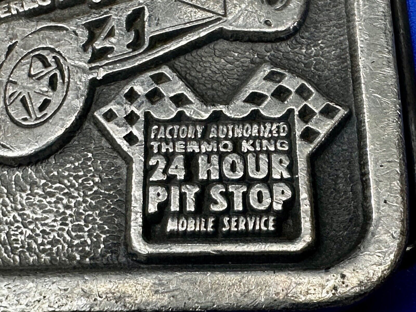TK Thermo King - Indy Motor Speedway 24 hour pit stop Vintage Belt Buckle