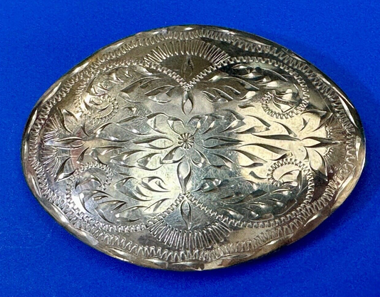 Beautiful Western Flair 3.5" wide engraved oval belt buckle