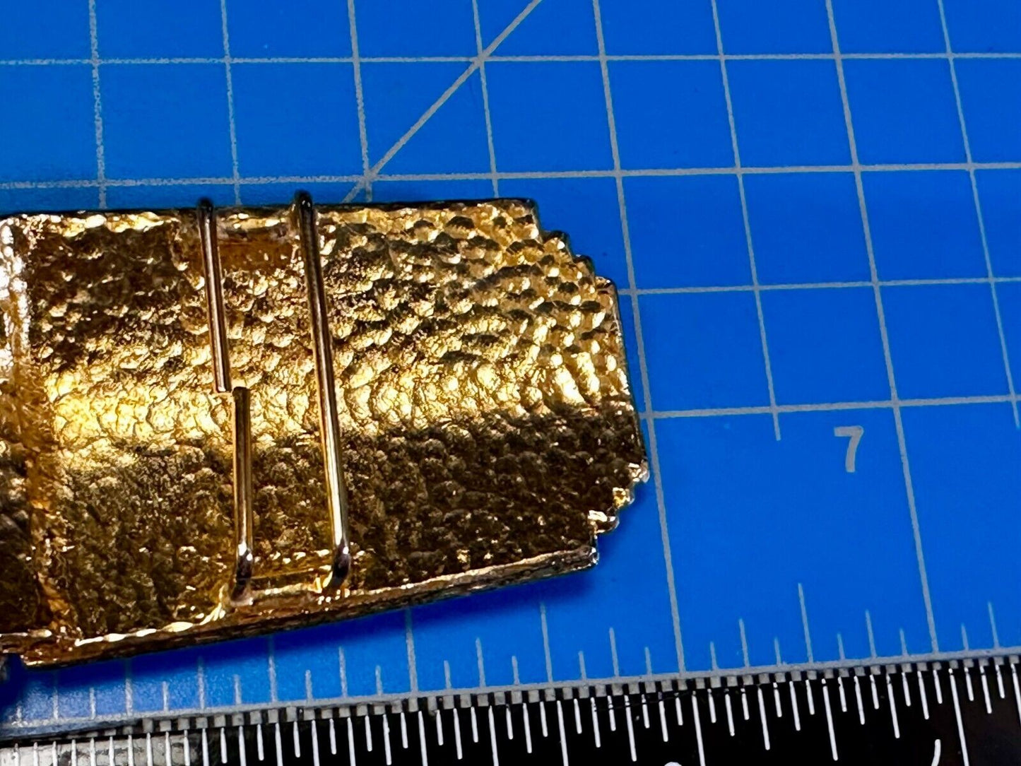 6" Wide Two Piece interlocking Gold Tone Vintage Belt Buckle by Dotty Smith