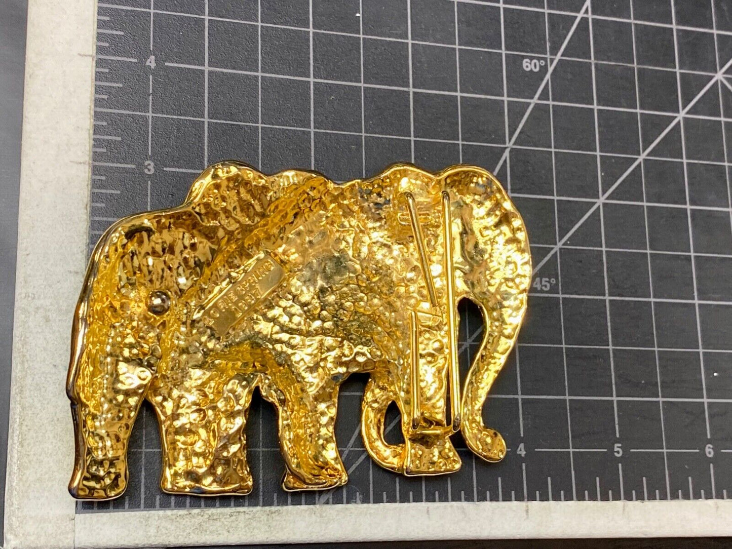 Two Walking Standing Elephants Pair - RARE! LORie Spring 1987 belt buckle