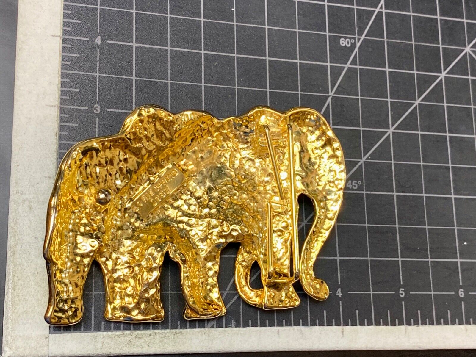 Two Walking Standing Elephants Pair - RARE! LORie Spring 1987 belt buckle