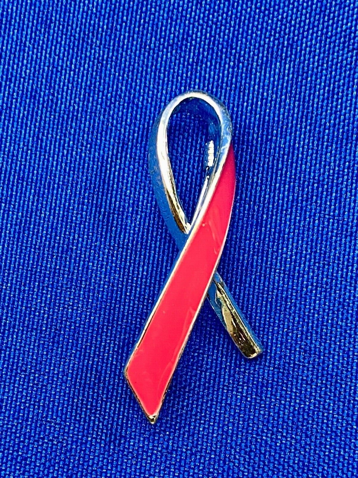 Vintage Hot Pink Enamel Ribbon Silver Tone Brooch Lapel Pin Signed NRT