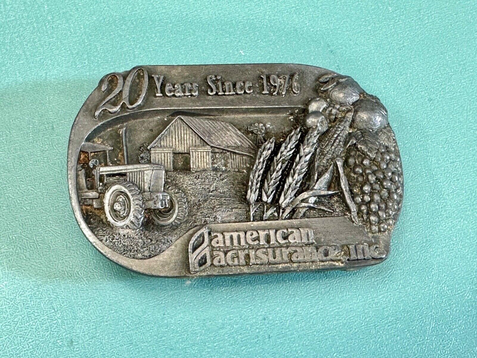 American Agrisurance Inc Farmers Insurance company 20 year 1976 96 belt buckle