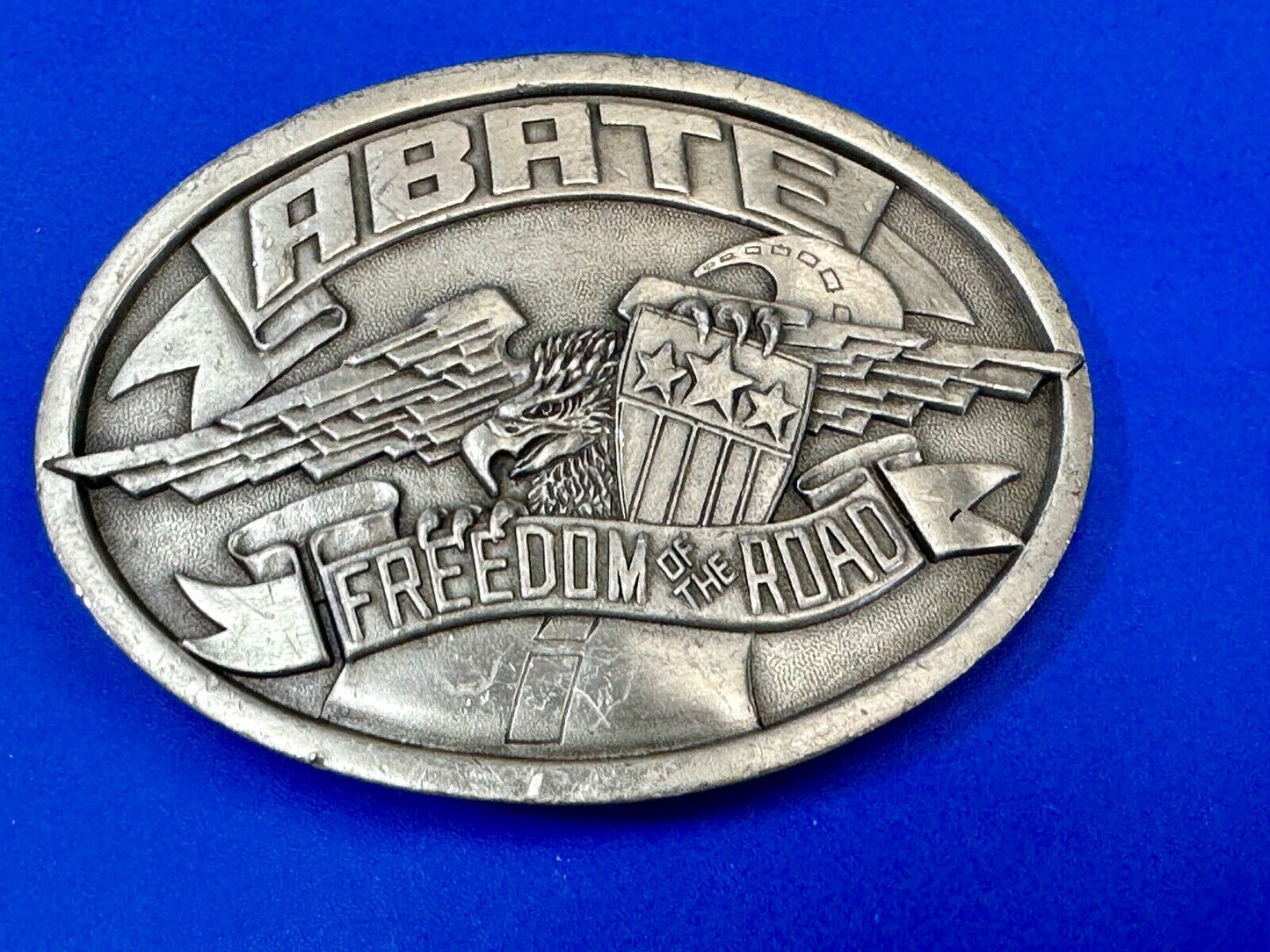 ABATE of Indiana Freedom of the road Bikers motorcycle Vintage 1985 belt buckle