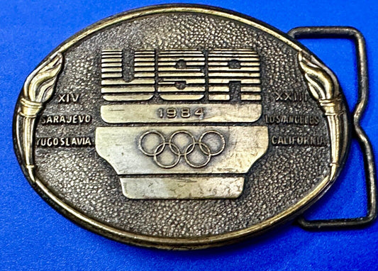 1984 USA Olympics Los Angeles California Vintage Commemorative Belt Buckle