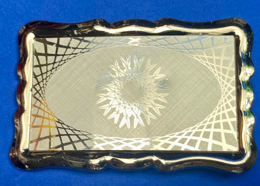 Vintage Etched Star Western Burst Pattern /  Swirl Belt Buckle 