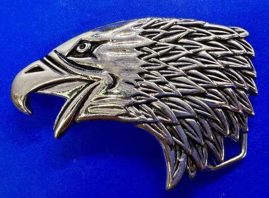 Attacking Eagle Head Figural Cutout Silver Color Western Belt Buckle