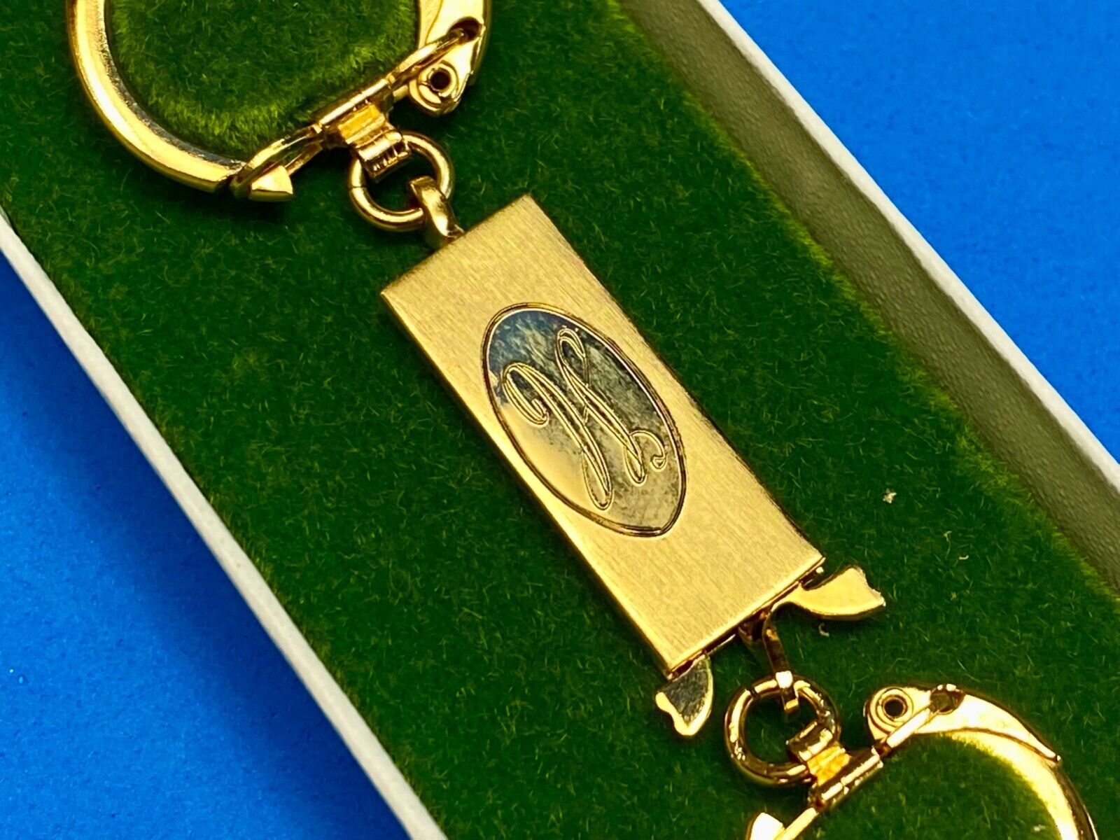 Vintage Foster USA Keychain Pull Apart Engraved H  Bar Gold Plated Mid Century