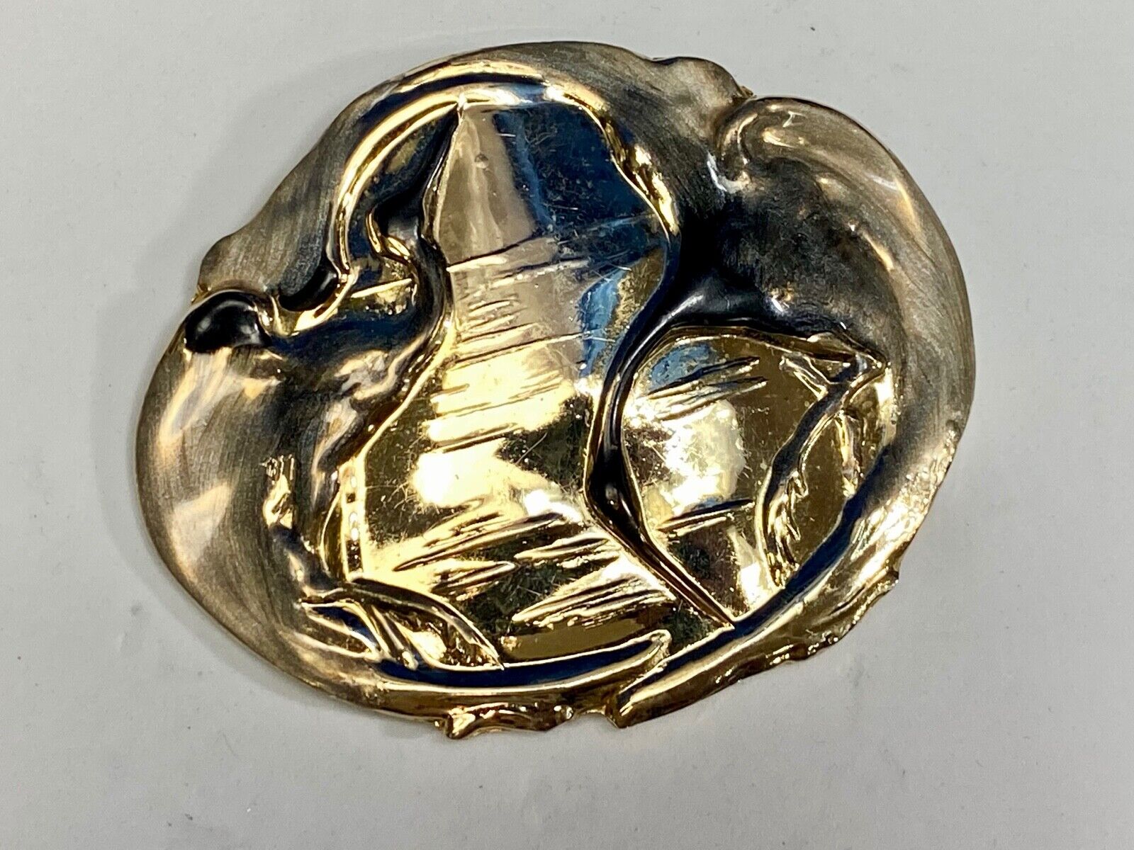 Art Nouveau Charmant Duck Figure Enamel Asian Chinoiserie Crane Belt Buckle
