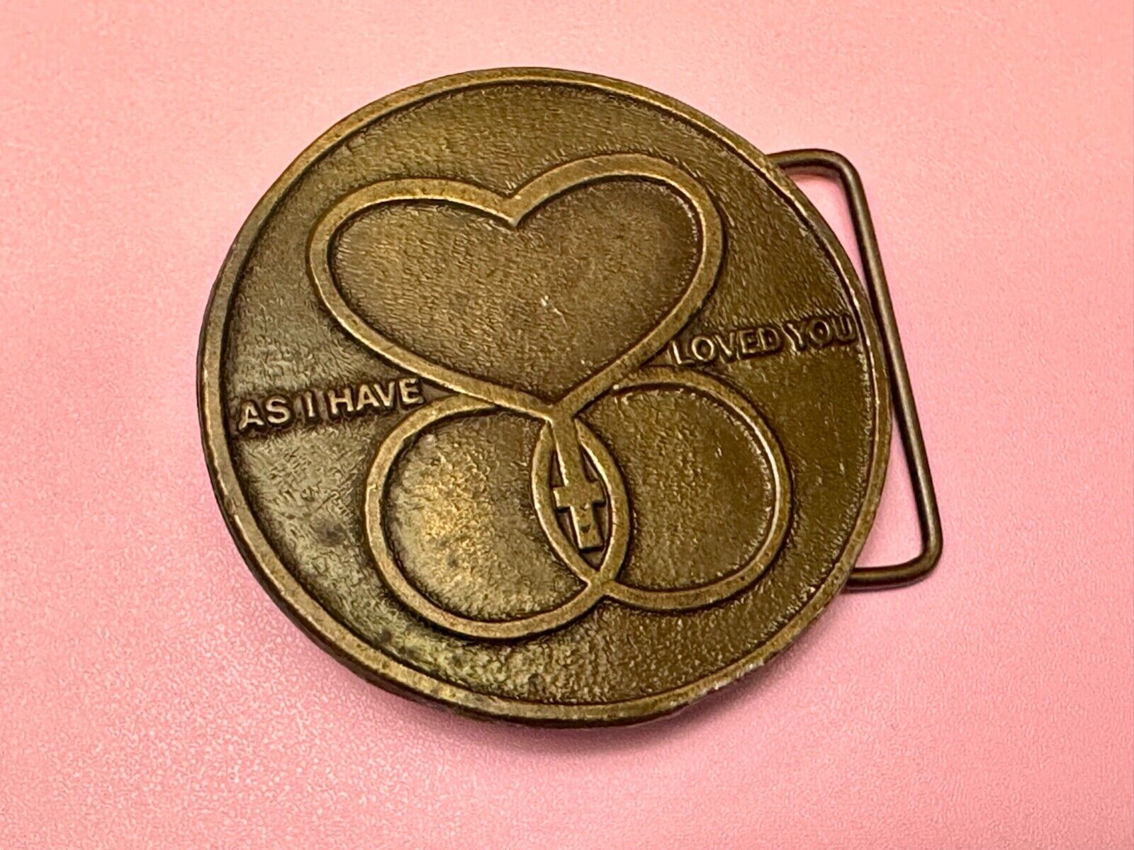 AS I HAVE LOVED YOU Round heart star of David belt buckle