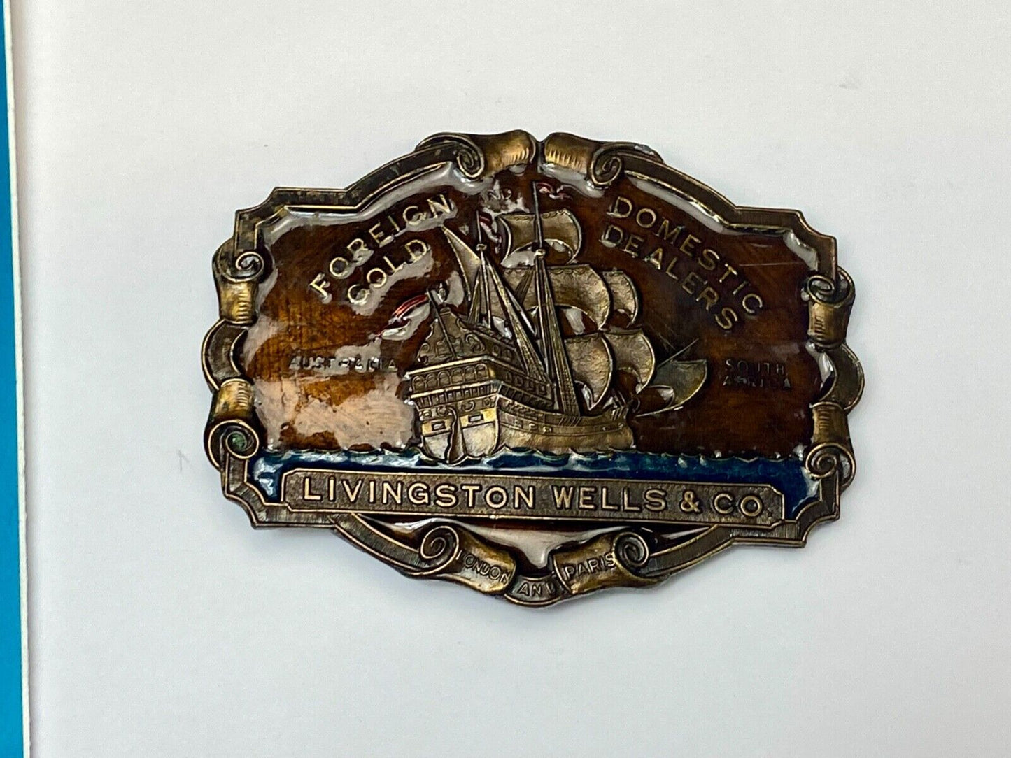 V-33 LIVINGSTON WELLS & CO Bergamot belt buckle Foreign & Domestic Gold Dealers