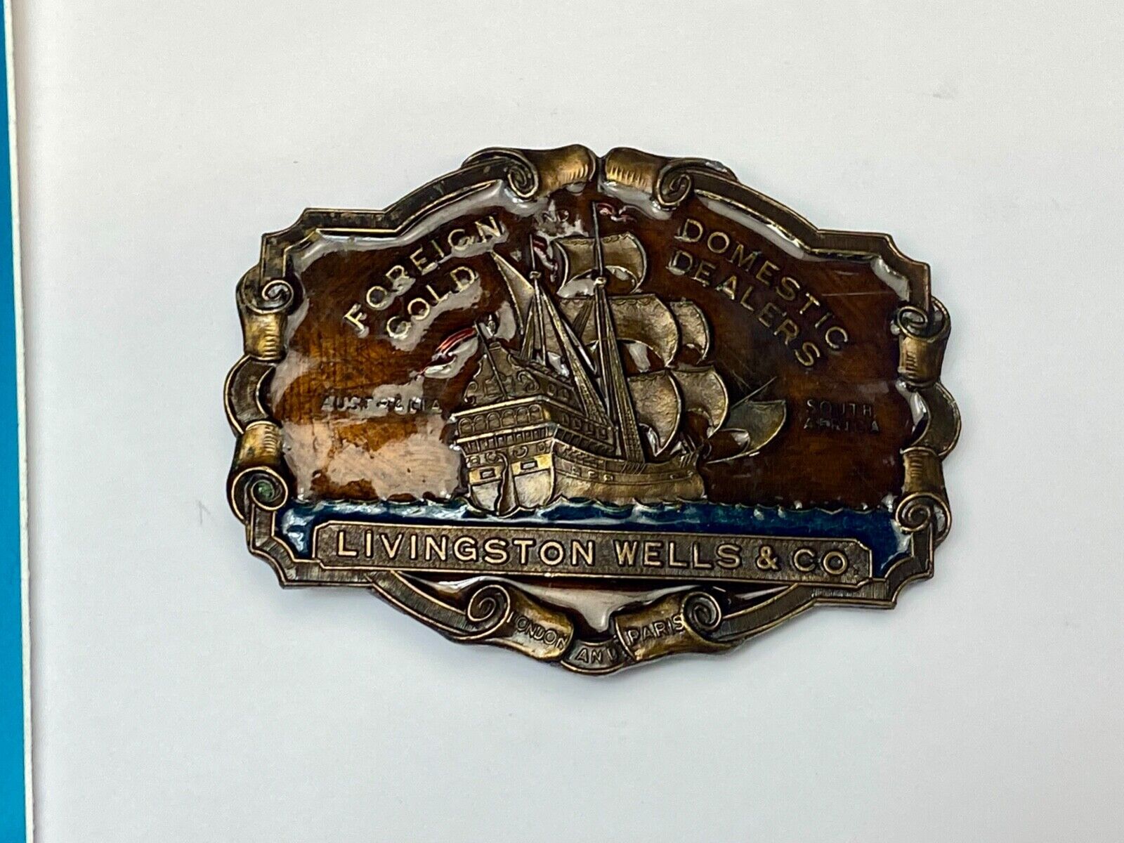 V-33 LIVINGSTON WELLS & CO Bergamot belt buckle Foreign & Domestic Gold Dealers