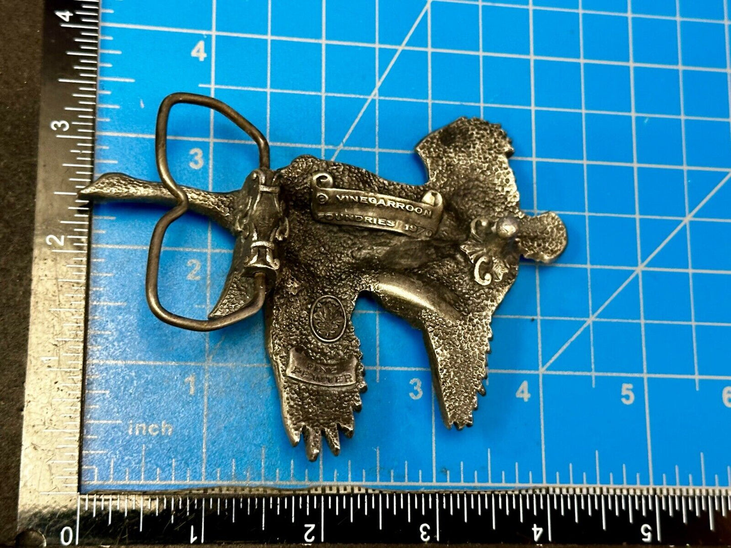 Two Flying Ducks Vintage 1970 Vinegarroon Foundries Cutout Pewter Belt Buckle