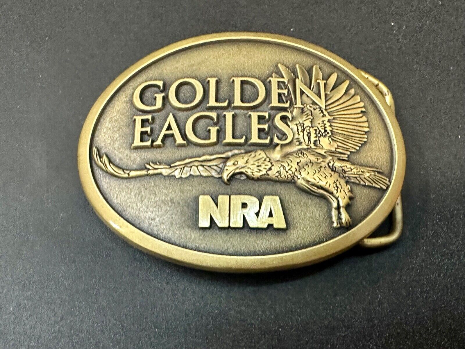 2013 NRA National Rifle Association Golden Eagle belt buckle in box with COA