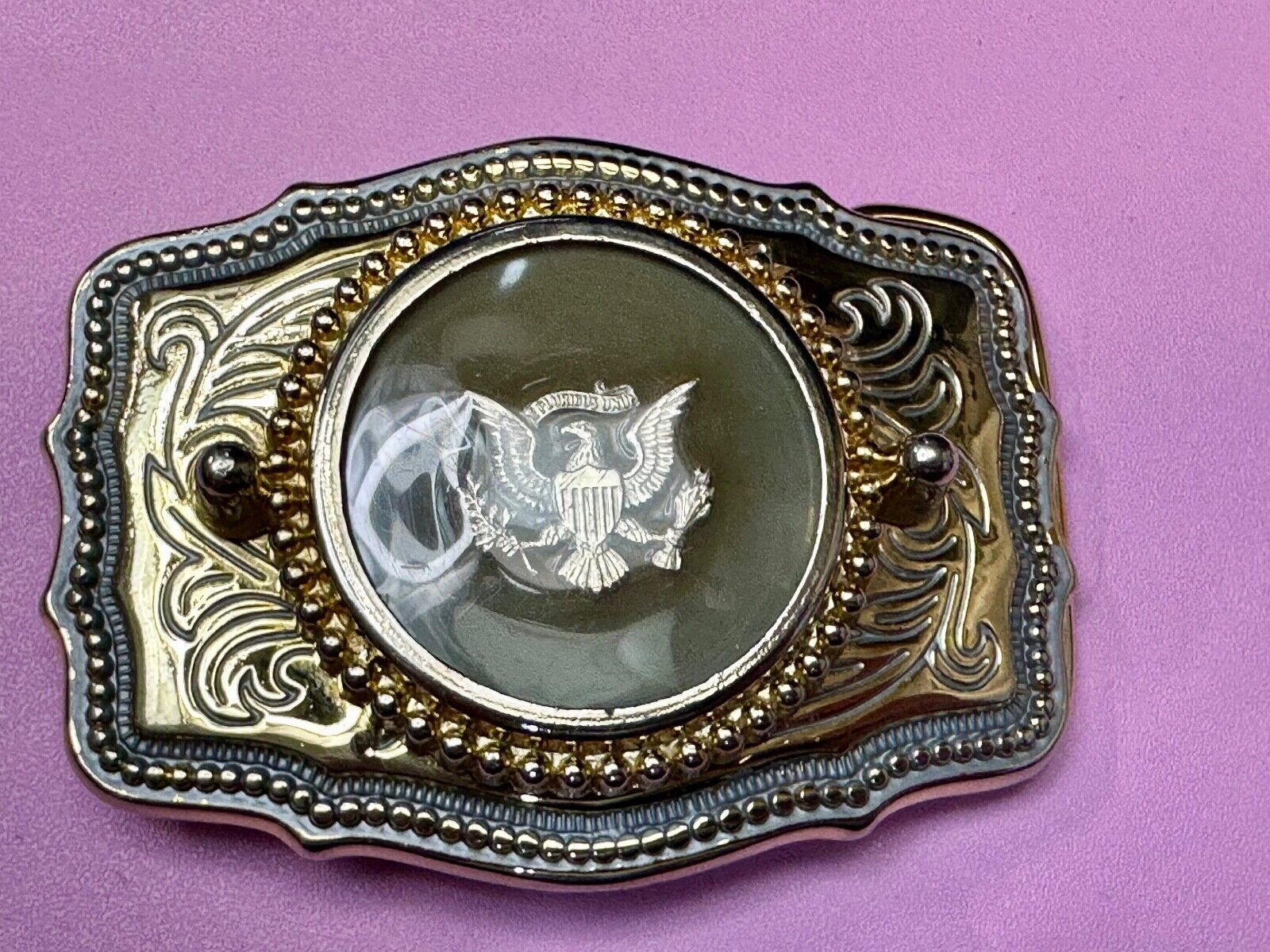 American Flying Bald Eagle USA Crest Multi Colored Western Belt Buckle