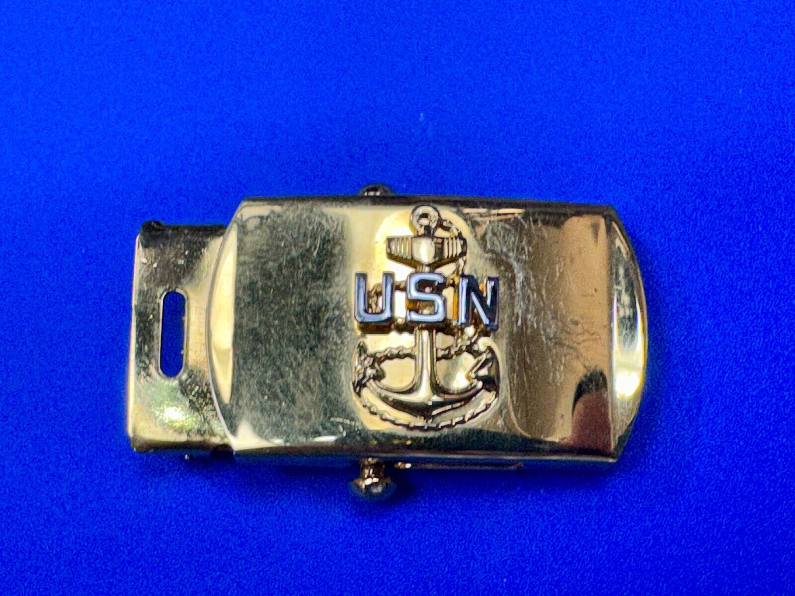 United States Navy Anchor Solid Brass Ratchet Dress Style V-21 Belt Buckle