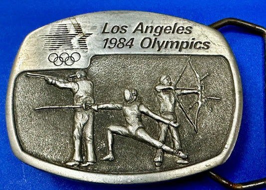 Archery Fencing Los Angeles CA 1984 Olympics Sanchez Pewter Belt Buckle