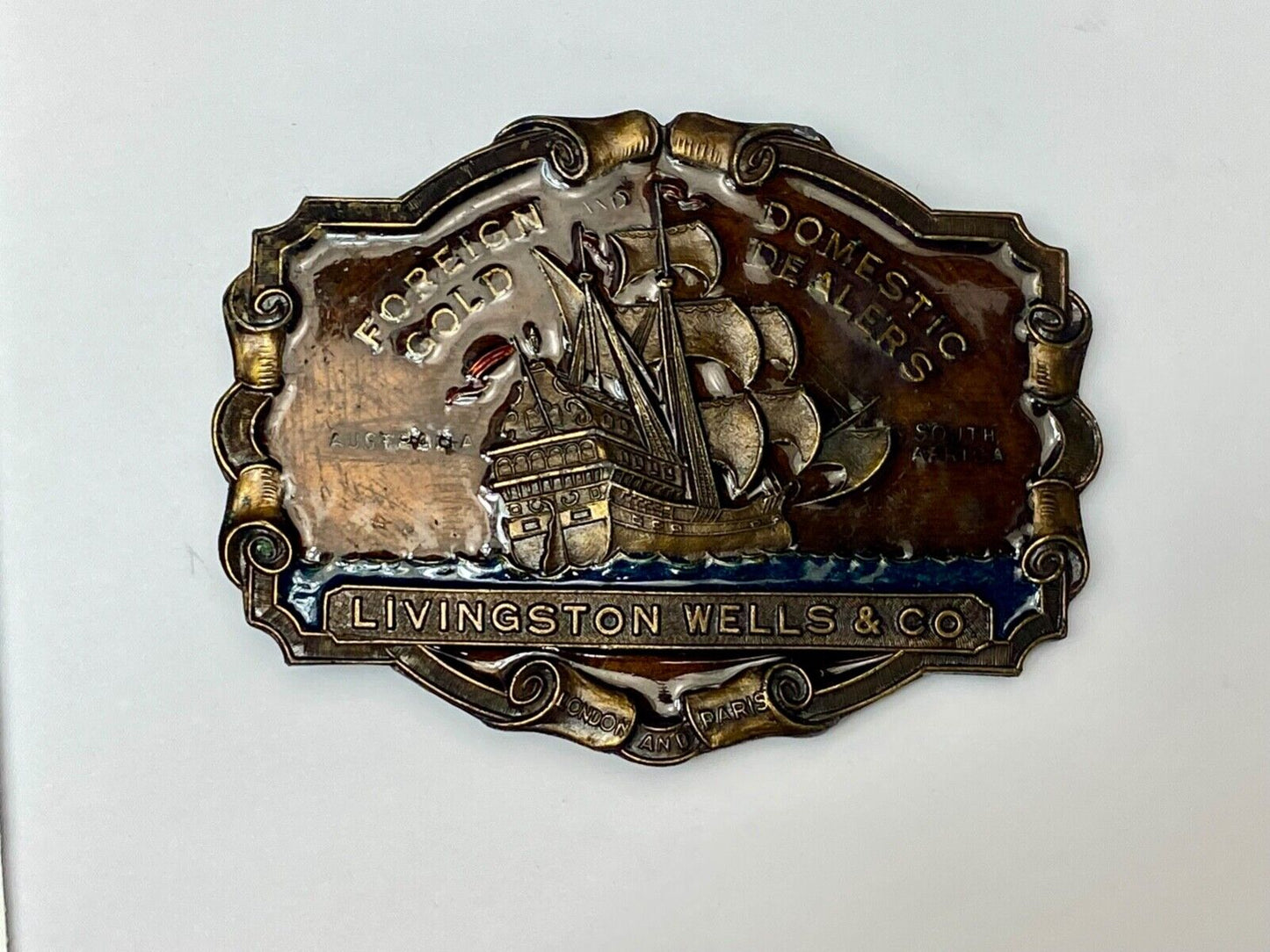 V-33 LIVINGSTON WELLS & CO Bergamot belt buckle Foreign & Domestic Gold Dealers