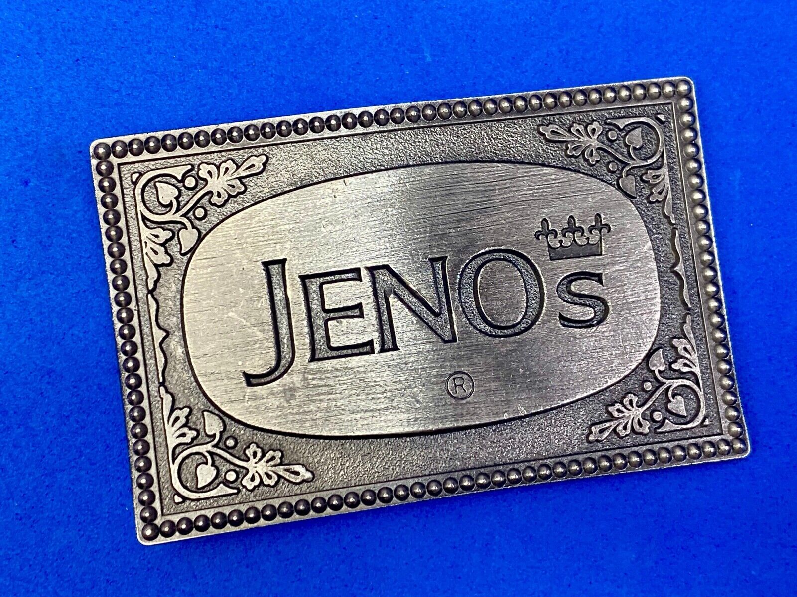 Vintage Jeno's Pizza Rolls Belt Buckle Junk Food Lewis Frozen Dorm Jenos 